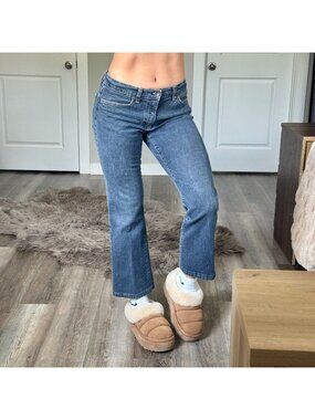 Y2K 2000s GAP Low Rise Flare Jeans Womens 8 Stretch Medium Wash Grunge Casual